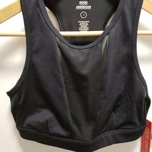 Good American Sheer V Sports Bra in Black, Size 3